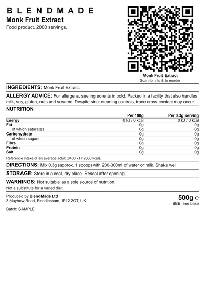 Product label — Monk Fruit Extract — shipping label