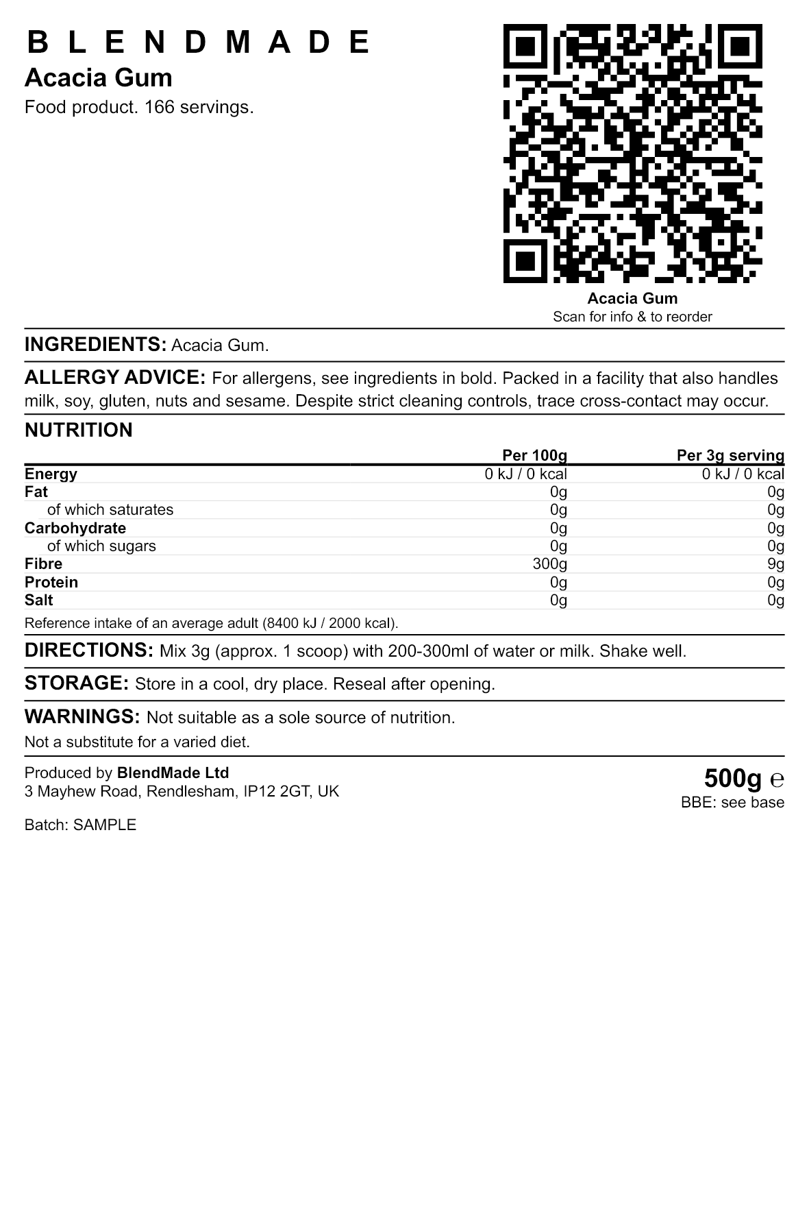 Product label — Acacia Gum