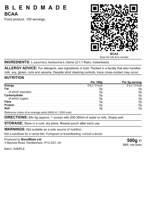 Product label — BCAA