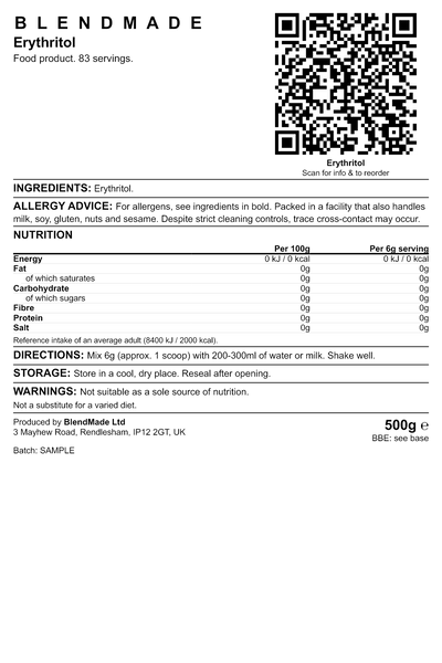Product label — Erythritol — shipping label