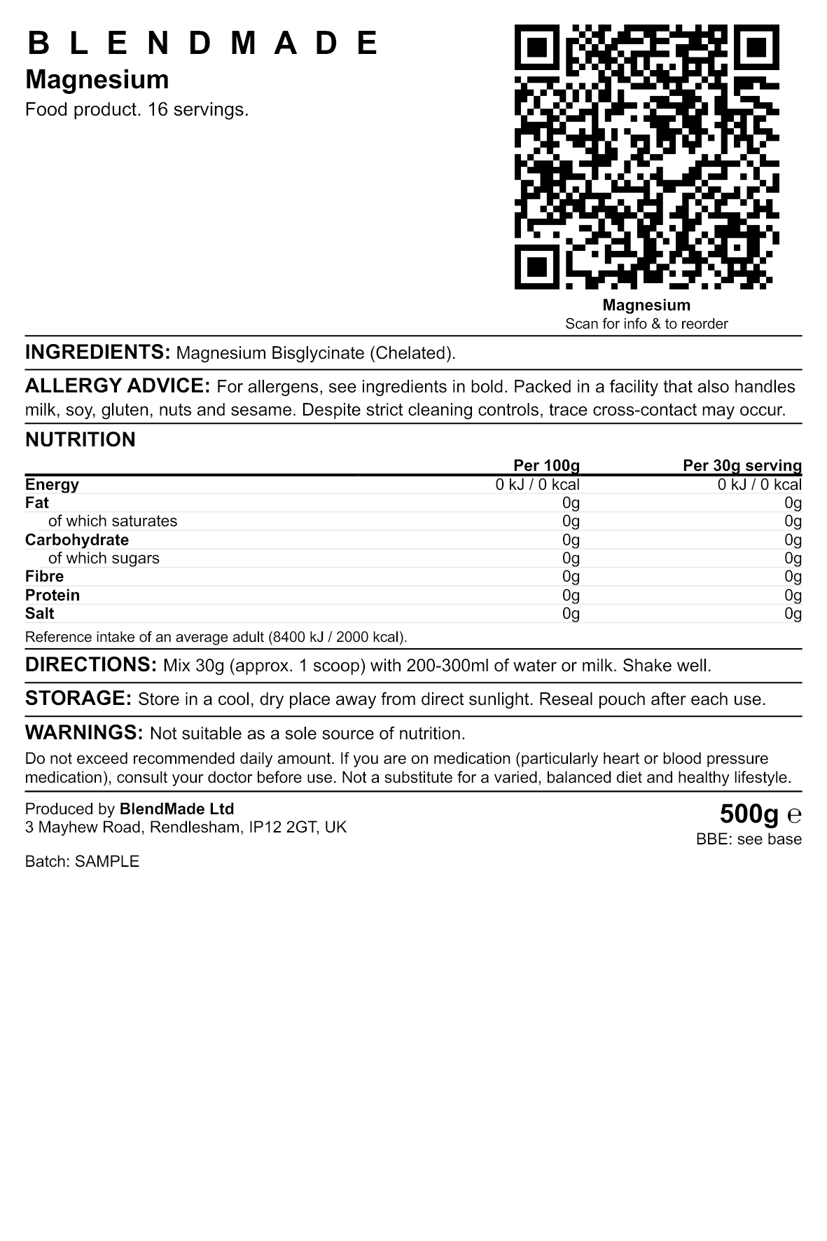 Product label — Magnesium