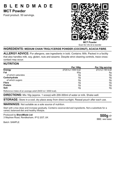 Product label — MCT Powder — shipping label