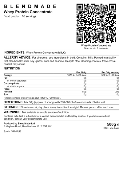 Product label — Whey Protein Concentrate — shipping label