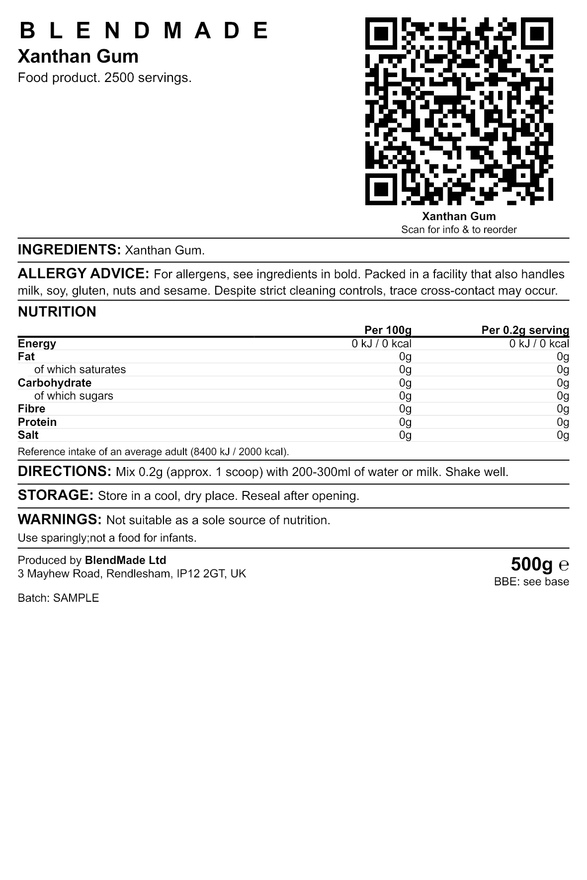 Product label — Xanthan Gum