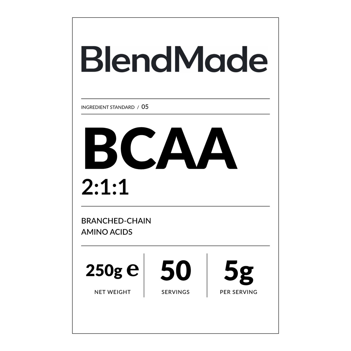 BCAA 250g | 02 | Front label close-up