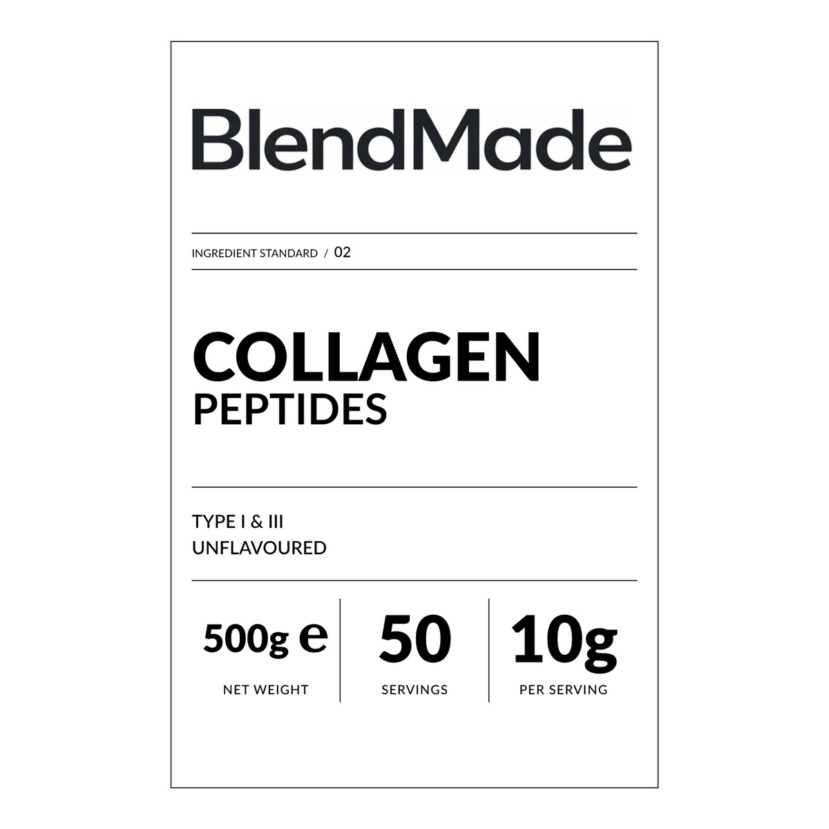 Collagen Peptides 500g | 02 | Front label close-up
