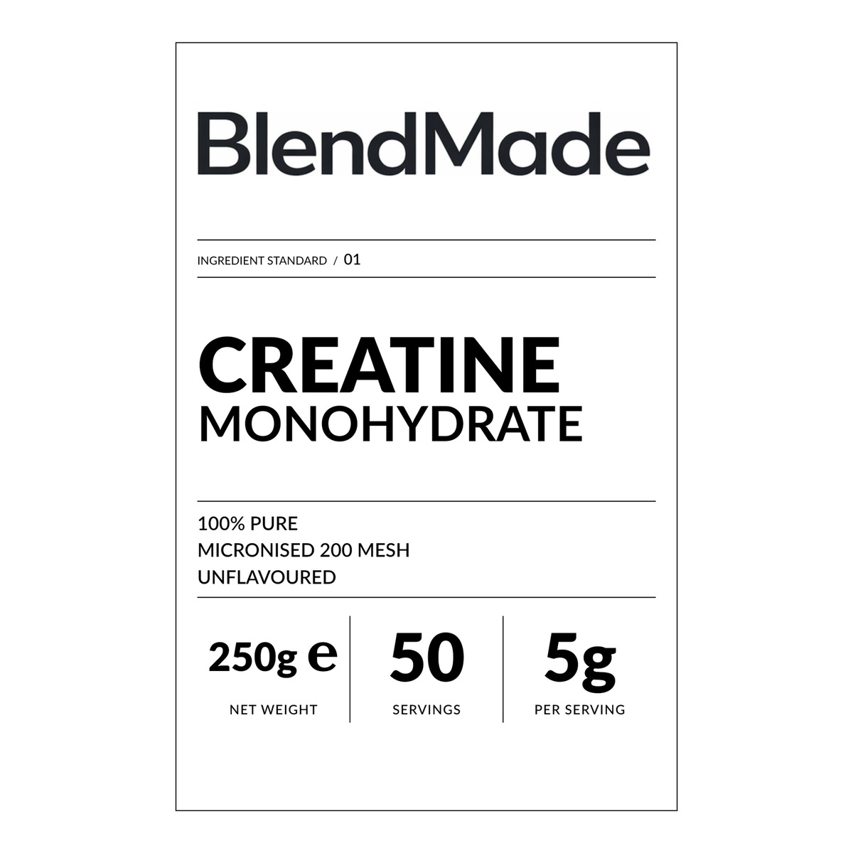 Creatine Monohydrate 250g | 02 | Front label close-up