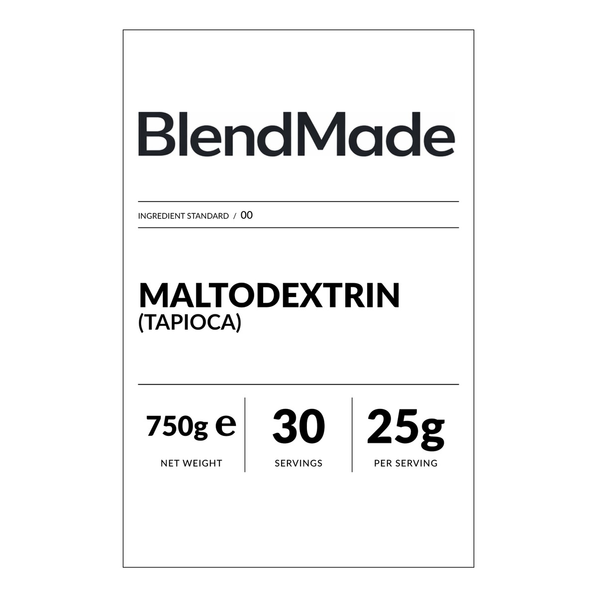 Maltodextrin (Tapioca) 750g | 02 | Front label close-up