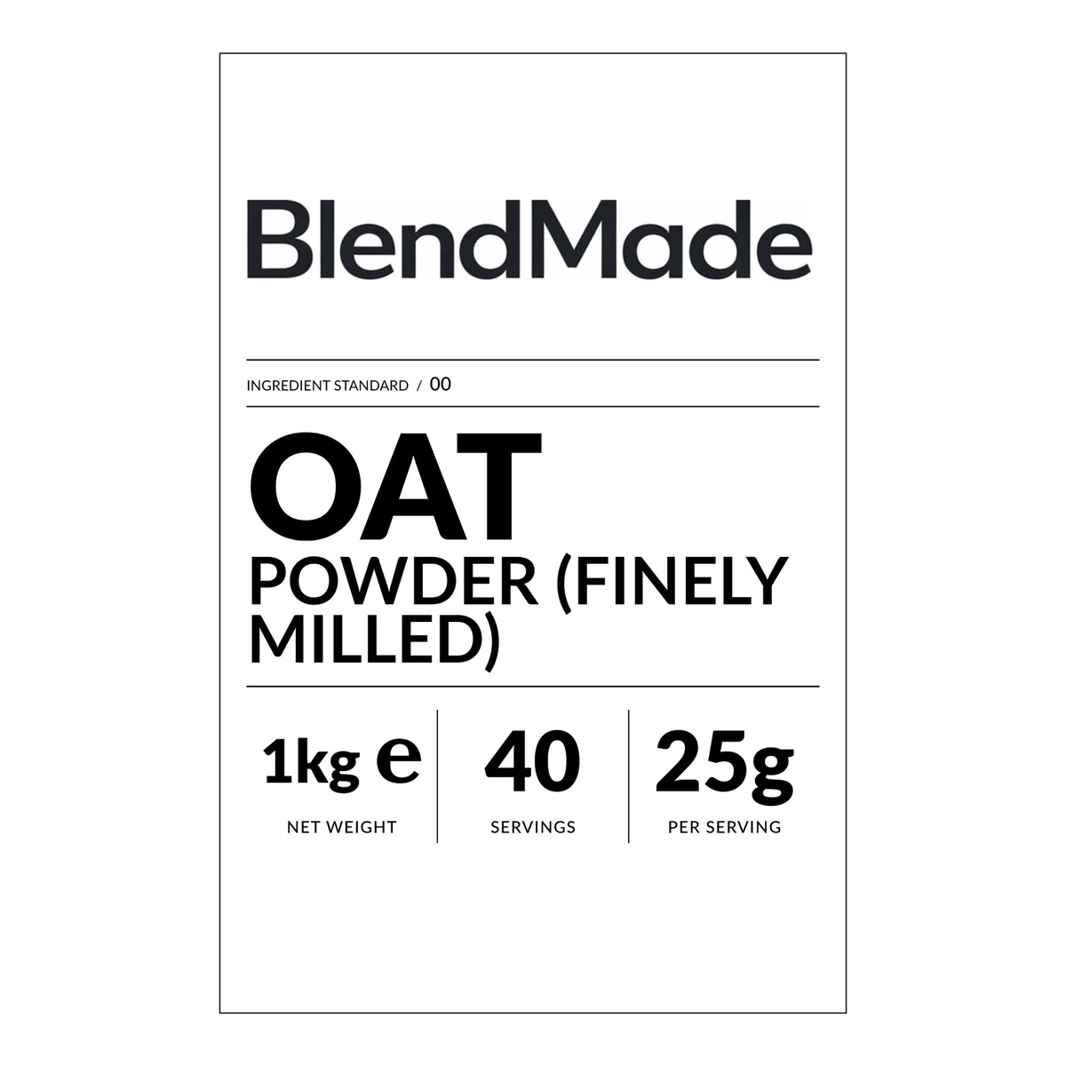 Oat Powder (Finely Milled) 1Kg | 02 | Front label close-up