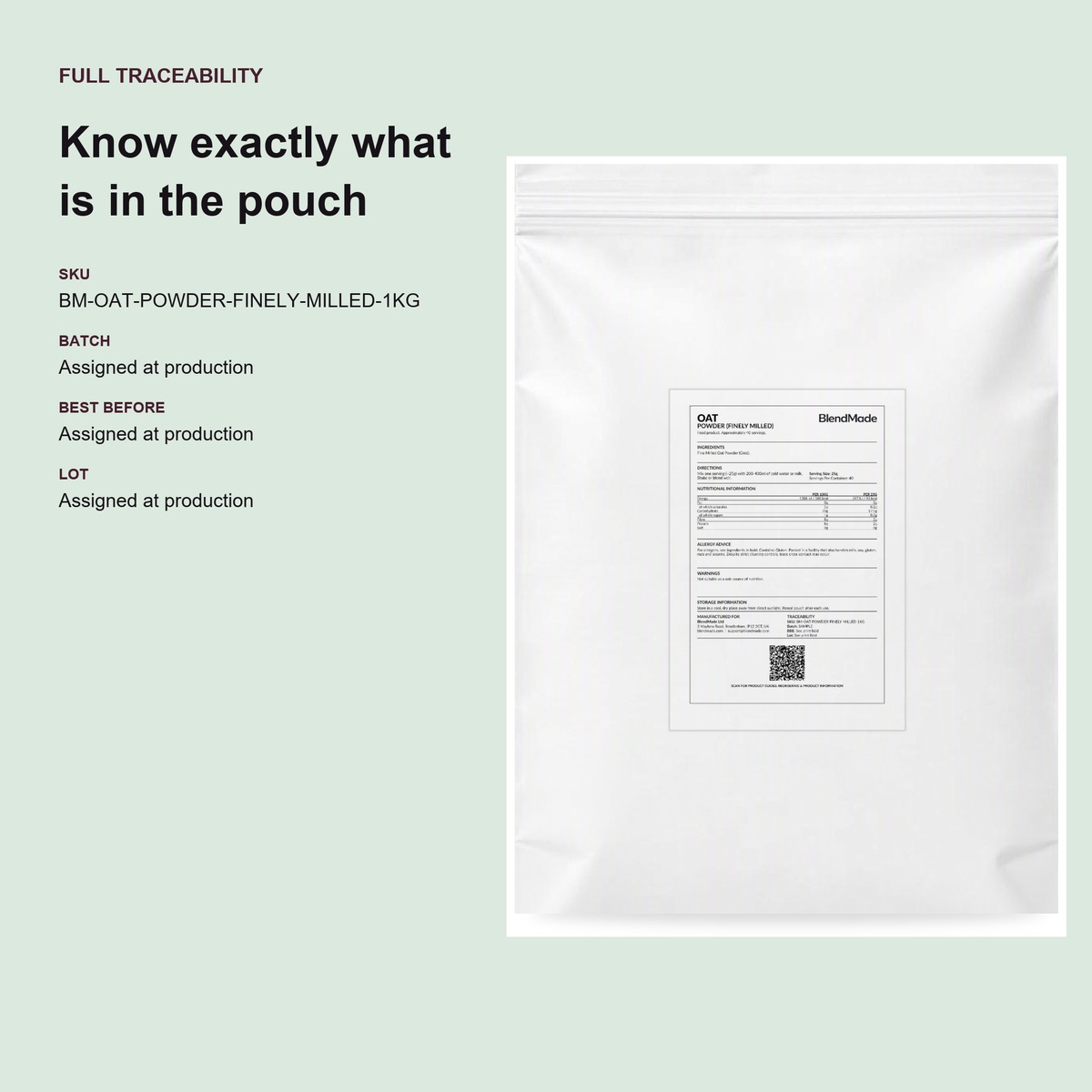 Oat Powder (Finely Milled) 1Kg | 06 | Transparency and traceability
