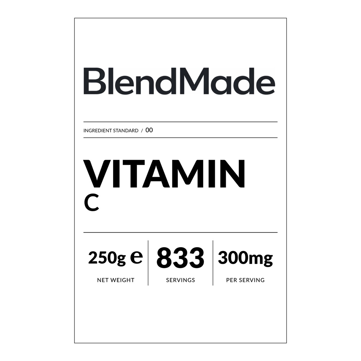 Vitamin C 250g | 02 | Front label close-up